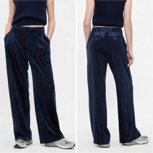 Gap Womens Velvet Easy Trouser Size 10 Blue Office Career Comfort